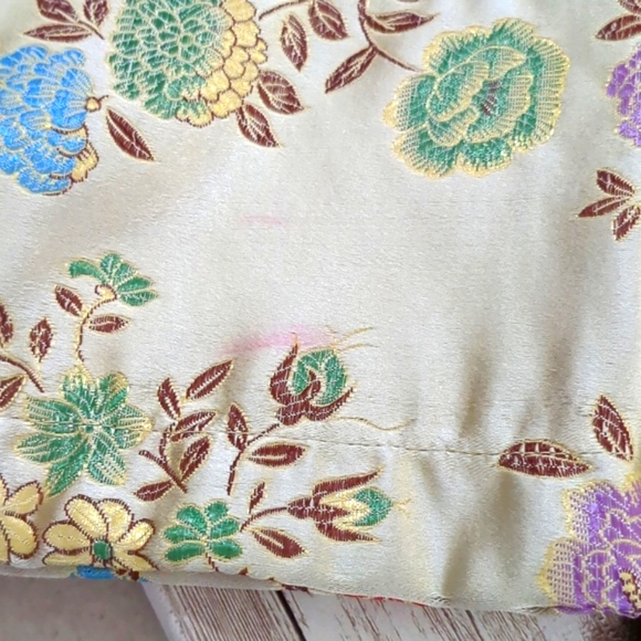 Metallic Jaquard Golden Roses Smoking Housecoat Robe OS - Picture 14 of 15